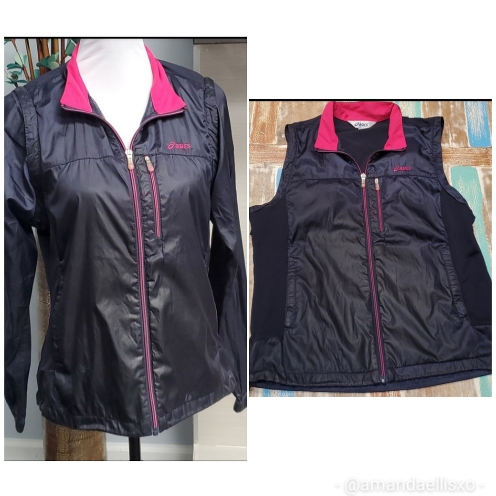 Retro Asics 2 in 1 Zip Off Windbreaker Jacket
